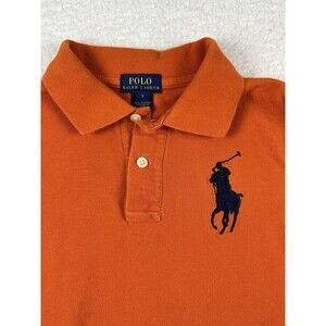 Polo Ralph Lauren Shirt Boys 7 Orange Big Pony Preppy American L/S Cotton Logo